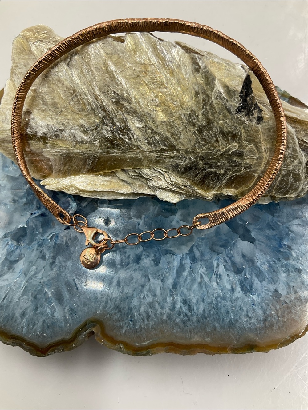 7” Italian Hammered Rose Gold Over Sterling Silver (Signed 925) Bracelet